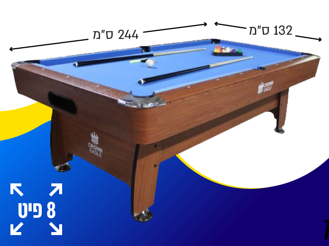 שולחן ביליארד סנוקר מקצועי 8 פיט | ELITE שמפניה
